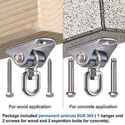 360° Swivel Silent Swing Hanger 1000 LB Capacity Hammock Chair Mount Stainless Steel Swing Hardware Ceiling Mount for Hanging Chair, Porch Swing, Yoga Swing, Heavy Bag - color: 1pcs 360° Silent Swing Hanger