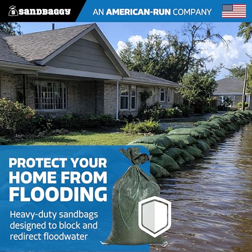 Sandbaggy - Heavy Duty Empty Sandbags For Flooding (14" X 26") - Poly Sand Bags For Flood Barrier, Weight, Construction, Earth Bag Homes - Reusable, UV Resistant - Tie Strings Attached (10 Bags) - size: 10 Count (Pack of 1)