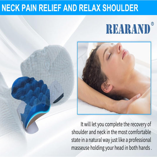 REARAND® Neck and Shoulder Relaxer - Ergonomic Neck Stretcher for Pain Relief, Chiropractic Pillow for Hump Spine Alignment, TMJ Muscle Relaxation, Tension Headache Relief, and Insomnia Relief