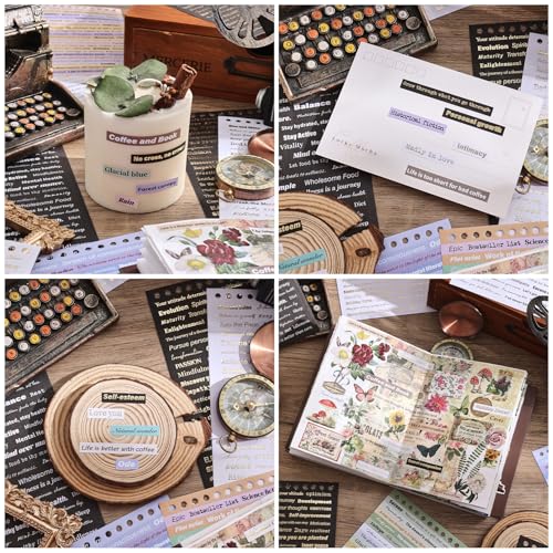 3000+ Pcs Word Stickers for Journaling, 50 Sheets Gold Foil Art Scrapbook Quote Stickers for Junk Journal, Scrapbooking Supplies Small Talk DIY Decorative Gift for Women Teen Girls - style: Quote Style 2