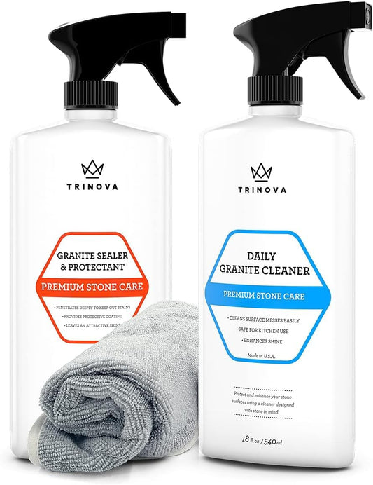 TriNova Granite Cleaner & Sealer Bundle, 18 fl oz Each | Two-step stone-care bundle for cleaning and sealing hard stone surfaces. - style: Protectant Bundle