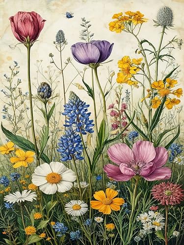 AWUJON Diamond Painting Kits for Adults, Flowers 5D Diamond Art Kits Full Drill Diamond Dots DIY Paintings with Diamonds Gem Art and Crafts Home Wall Decor 12x16 inch - color: Flowers