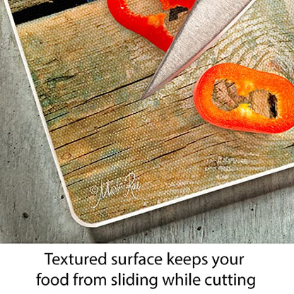 CounterArt Family Time 3mm Tempered Glass Cutting Board 12" x 15" | Serving Board, Charcuterie Board, Countertop Protection - color: Family Time