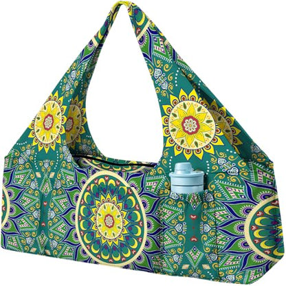Yoga Mat Bag Large Yoga Bag and Carrier with Strap Zipper and Pockets Fits All Your Stuff Yoga Tote Pilates Bags for Women Fit Most Size Mats - color: Green