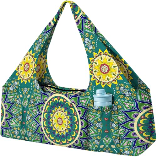Yoga Mat Bag Large Yoga Bag and Carrier with Strap Zipper and Pockets Fits All Your Stuff Yoga Tote Pilates Bags for Women Fit Most Size Mats - color: Green