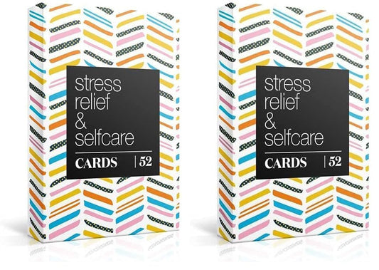 Allura & Arcia 52 Stress Less & Self Care Cards - Mindfulness & Meditation Exercises - Anxiety Relief & Relaxation (Pack of 2) - size: Large (Pack of 2)