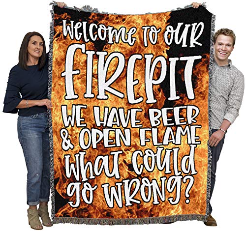 Pure Country Weavers Welcome to Our FirePit Blanket - Gift Tapestry Throw Woven from Cotton - Made in the USA (72x54) - color: Firepit
