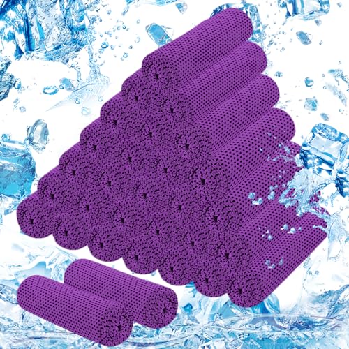 30Pack Cooling Towels for Neck and Face (40"x12"), Ice Microfiber Cooling Towels Bulk for Workout Cooling Neck Wraps Sweat Towels for Gym Yoga Golf Running Sport - color: Purple