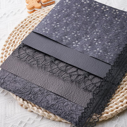 15Pcs Handmade Scrapbook Art Paper Craft Textured Paper Colorful A5 sheet Mesh Special Mix for Scrapbooking Junk Journal Journaling Supplies DIY Materials,5.8x8.2 inches (Black)