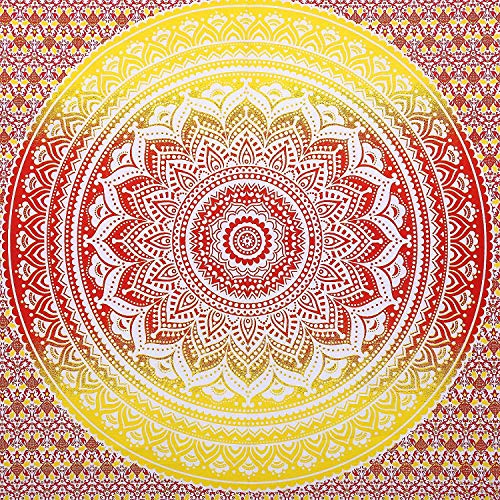 Popular Handicrafts Tapestry Wall Hanging Hippie Ombre Mandala Bohemian Hippy Psychedelic Design Indian Tapestries Bedspread 30 x 40 Inches (76 x 101 cms), Fire - color: Fire, size: 40"L x 30"W