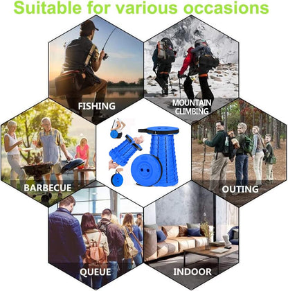 Fishboy Collapsible Stool for Adults, Portable Folding Camping Seat, 400lbs - color: All Blue