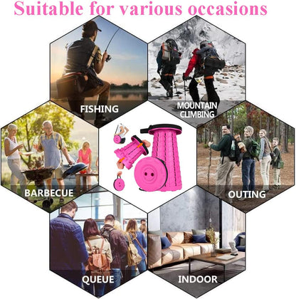 Fishboy Upgraded Collapsible Stool, 400lbs Max Weight, Lightweight But Sturdy, Portable Retractable Folding Telescoping Foldable Camping Stool for Adults Outdoor Fishing Hiking BBQ - color: All Purple Pink