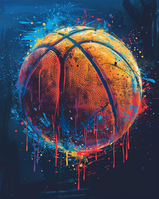 Dazzle Color Basketball Paint by Numbers for Adults Beginners Graffiti Series Painting by Number on Canvas Without Frame,DIY Sport Style Paint on Canvas with Brushes Acrylic Paints for Gift(16x20inch) - color: Artwork 01, size: 16''x20''(without frame)