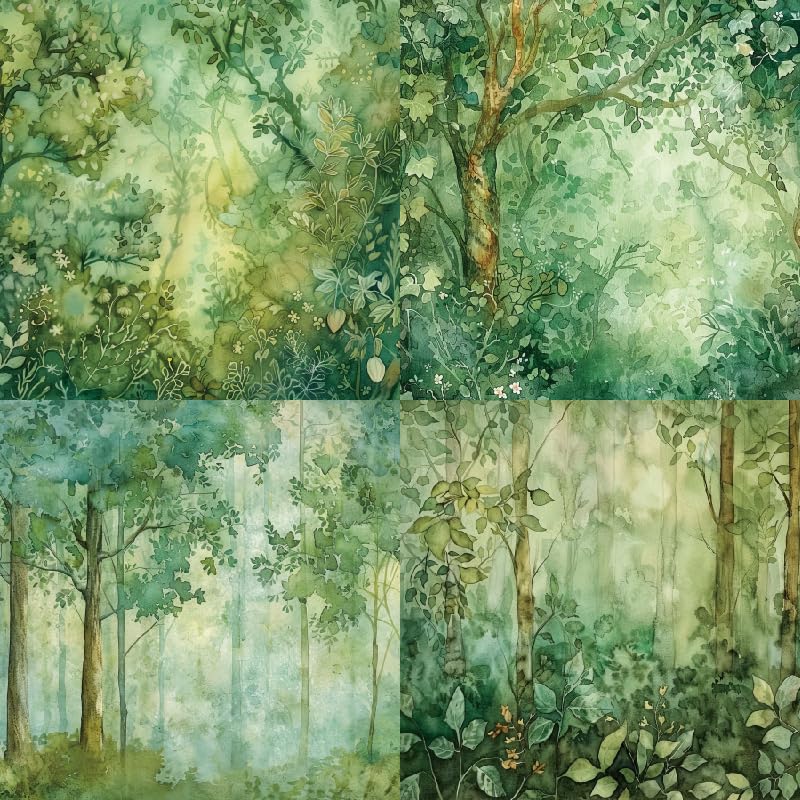 Scrapbook Paper Pad & Scrapbooking Supplies - Single Sided Junk Journal Kit, 160gsm Craft Paper for Photo Albums, Picture Art Collage, 6x6 Inch, 24 Sheets (Woodland) - color: Woodland