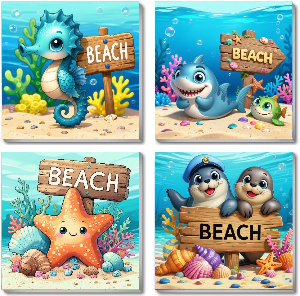 Mrnsiet 4 Pack Framed Paint by Numbers Kit for Kids, Cartoon Animals Paint by Numbers for Kids Ages 8-12, DIY Acrylic Oil Painting Drawing Kit for Children Beginner 8x8 Inch - color: BKH2417+BKH2418+BKH2419+BKH2420-US