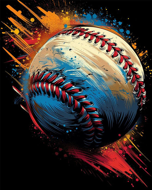 Graffiti Baseball Paint by Numbers Black Background Painting by Number for Adults Beginners Sport Baseball DIY Painting Canvas with Brushes Acrylic Paints Perfect for Decor 16x20 Inch（with Frame） - color: Artwork 03, size: 16''x20''(DIY frame)