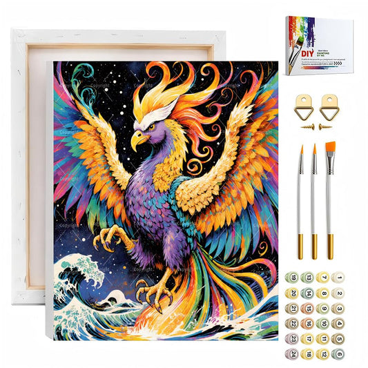 Sceorixa Phoenix Paint By Numbers Kit for Adults - DIY Firebird Ocean Flight Painting On Canvas, Acrylic Paint Set, Suitable for Beginners, Wall Art Decor for Home Decoration Or Gifts(12X16IN Framed) - color: WY00423, size: 12X16IN framed
