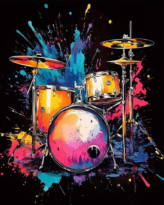 Graffiti Drum Set Paint by Numbers for Adults Beginners Colorful Instruments DIY Acrylic Paint by Numbers Kits on Canvas Music Room Decor Watercolor Artwork for Home Decor 16x20inch(Without Frame) - color: Artwork 08, size: 16''x20''(without frame)