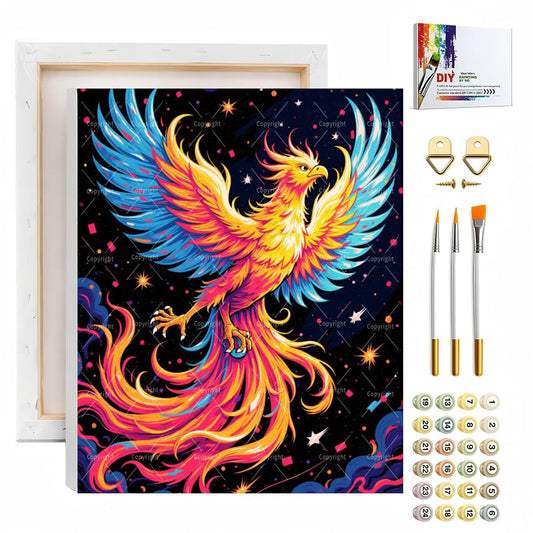Sceorixa Colorful Phoenix Bird Paint by Numbers Kit for Adults - Fantasy Firebird on Canvas, Acrylic Paint Set, Suitable for Beginners, Mythical Art for Home Decoration or Gifts(12X16IN Framed) - color: SC00400, size: 12X16IN framed