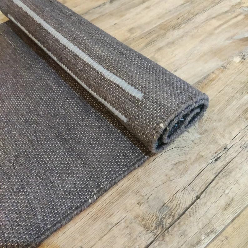 Jaipur art & Rugs Organic Cotton Yoga Mat - Eco-Friendly Hand-Woven Rug - Non Slip & Thick (24”x72”x5mm) for Everyday Fitness at Home - Comfortable Extra-Long - color: Grey
