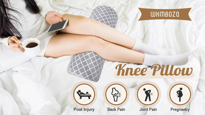 Knee Pillow for Back Sleeping – Half Moon Bolster Pillow for Under Knee While Sleeping Support, Leg & Back Pain Relief (21.5x9x5 Inches) - color: Brown