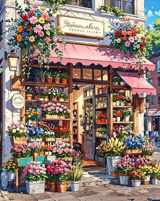 Paint by Numbers Kit for Adults, Flower Shop Number Painting, 16 x 20 Inch | DIY Adult Paint by Number Kit on Canvas for Beginners, without Frame, Floral Boutique Wall Decor, Stress Relief Craft Gift - color: TRTDNF1P304