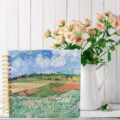 SuyuanArt Hardcover Square Sketchbook 8" x8", Thick Acid-Free Paper for Drawing Spiral Bound, Portable Mixed Media Art Sketch Pad,Drawing Sketching Gift for Artists (Green Wheat Fields 8 "x 8 ") - color: Green Wheat Fields 8 "x 8 "