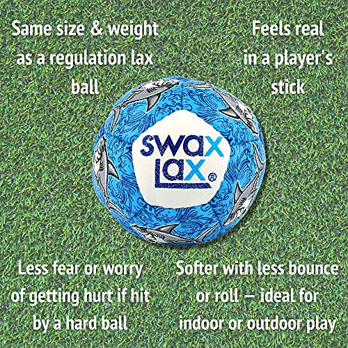 SWAX LAX Lacrosse Training Ball - Indoor Outdoor Practice Less Bounce & Rebounds - color: Shark
