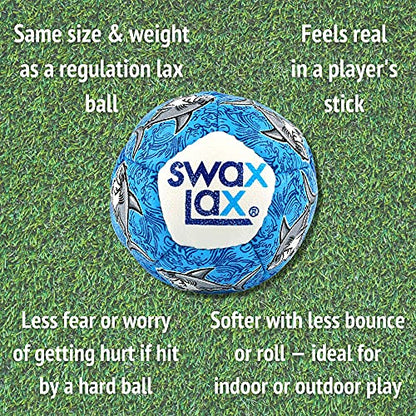 SWAX LAX Lacrosse Training Ball - Indoor Outdoor Practice Less Bounce & Rebounds - color: Shark