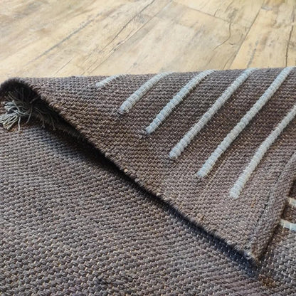 Indian Handmade100 % Organic Anti Skid Multi Colour Cotton Yoga Mat - Eco-Friendly Hand-Woven Rug - Non-Slip & Thick (24”x72”x5mm) for Hot yoga & Everyday Fitness at Home - Comfortable & Foldable Extra-Long Mat - color: Grey
