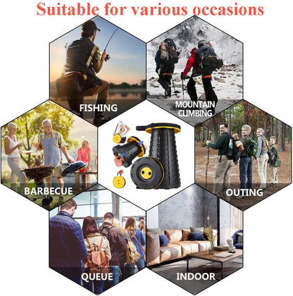 Fishboy Upgraded Collapsible Stool, 400lbs Max Weight, Lightweight But Sturdy, Portable Retractable Folding Telescoping Foldable Camping Stool for Adults Outdoor Fishing Hiking BBQ - color: Yellow