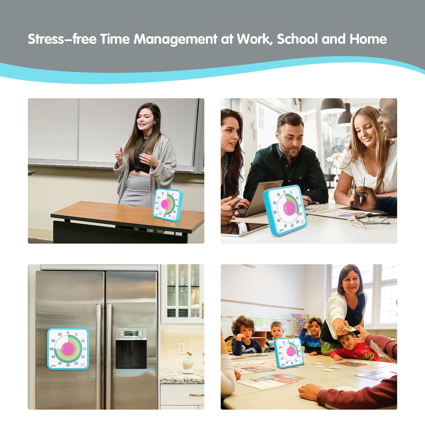 TWENTY5 SEVEN Countdown Timer 7.5 inch; 60 Minute 1 Hour Visual Timer – Classroom Teaching Tool Office Meeting, Mechanical Countdown Clock for Kids Exam Time Management Magnetic, Colorful - color: Colorful