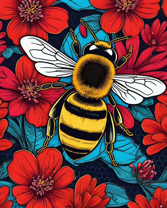 GEEHEIY Paint by Numbers Kit for Adults, Bee Number Painting, 16 x 20 Inch | DIY Adult Paint by Number Kit on Canvas for Beginners, without Frame, Botanical Wall Decor, Stress Relief Craft Gift - color: TRTDNF1P9302