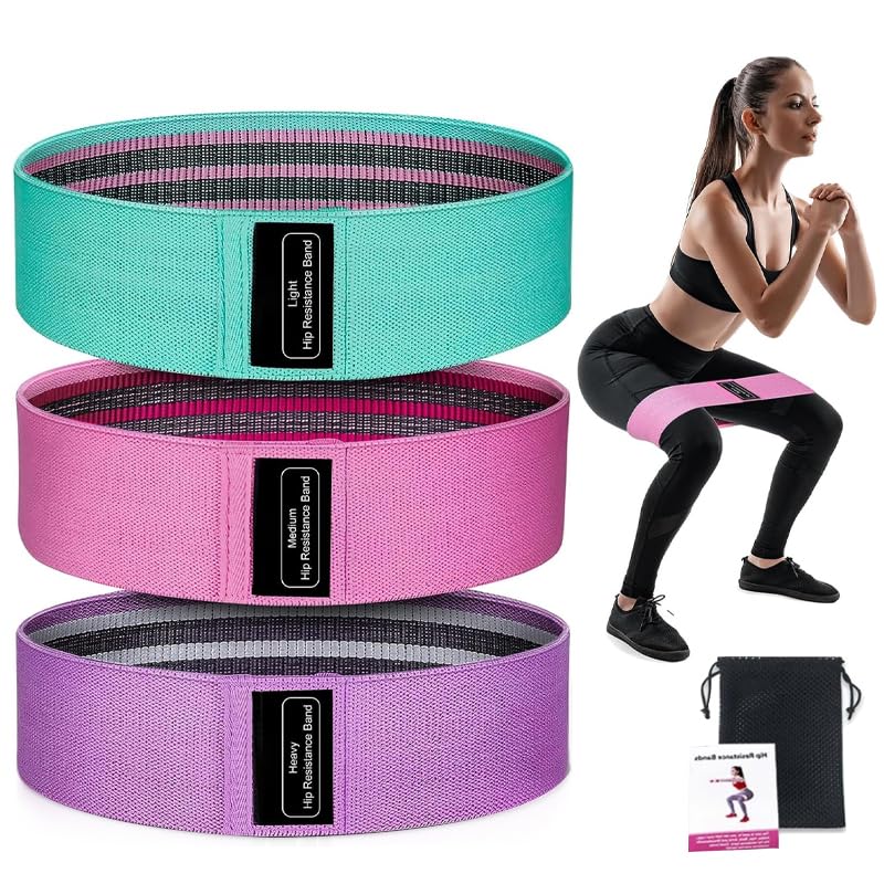 Premium Fabric Resistance Bands Set for Women (3-Pack or 6-Pack) – Non-Slip Workout Bands for Glutes, Legs & Hips – Elastic Booty Bands with Carry Bag, Ideal for Home Fitness, Yoga & Pilates