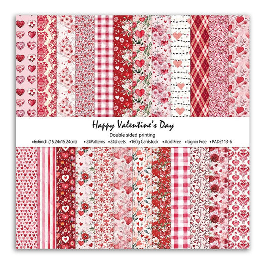 Pink scrapbook paper, 6x6 Double Sided Scrapbooking Paper with Floral & Heart Patterns, Cute Decorative Paper for Crafts, DIY, Ideal for Valentines and Mother's Day (Valentine) - color: Sweat Hearts