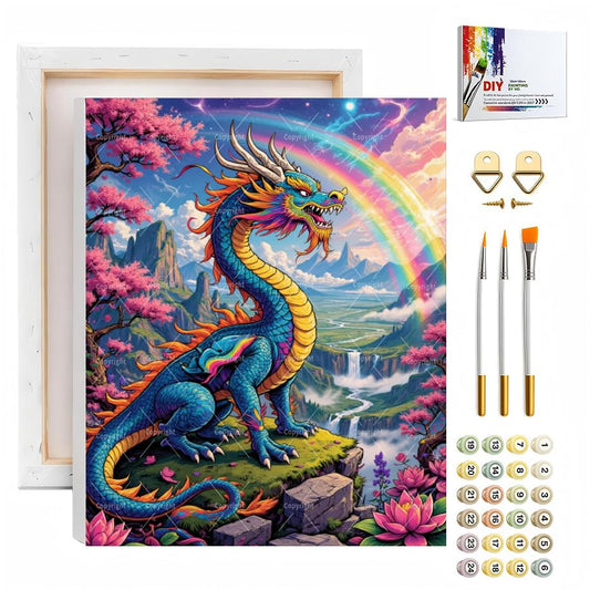 Sceorixa Dragon Paint By Numbers Kit for Adults - DIY Colorful Dragon Painting On Canvas, Acrylic Paint Set, Suitable for Beginners, Art for Home Decoration Or Gifts(8X12IN Framed) - color: SC00118, size: 8X12IN framed
