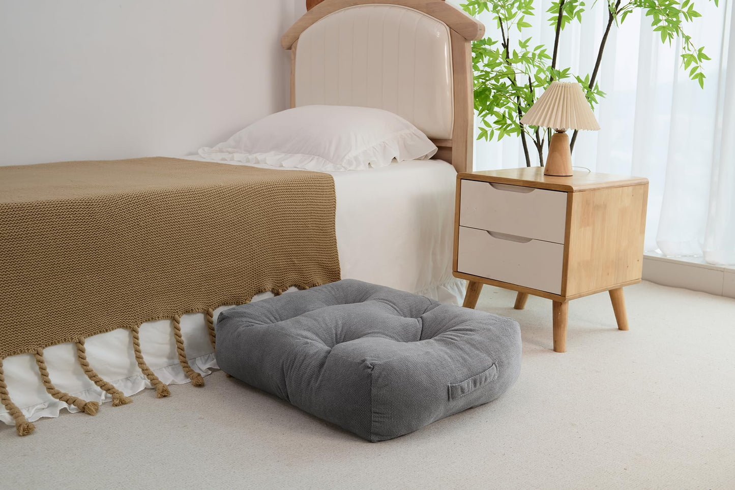 Floor Pillow for Adults, Large Sitting & Meditation Cushion - color: Dark Gray, Square