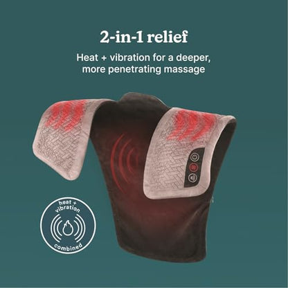 Homedics Vibration Heated Shoulder Massager Wrap, Comfort Pro Elite, Soft Fabric, Tension Relief, 2 Speeds & Styles, Long, NMS-450H - size: 1 Count (Pack of 1)