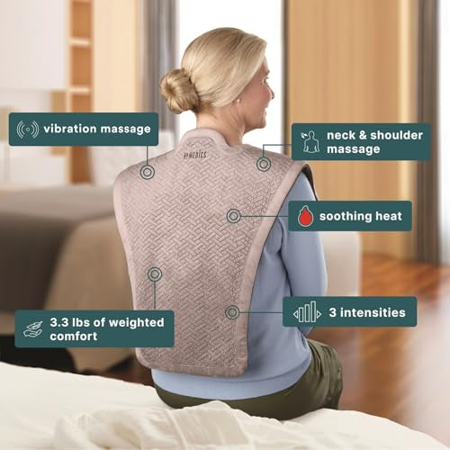 Homedics Vibration Heated Shoulder Massager Wrap, Comfort Pro Elite, Soft Fabric, Tension Relief, 2 Speeds & Styles, Long, NMS-450H (Pack of 4) - size: 1 Count (Pack of 4)